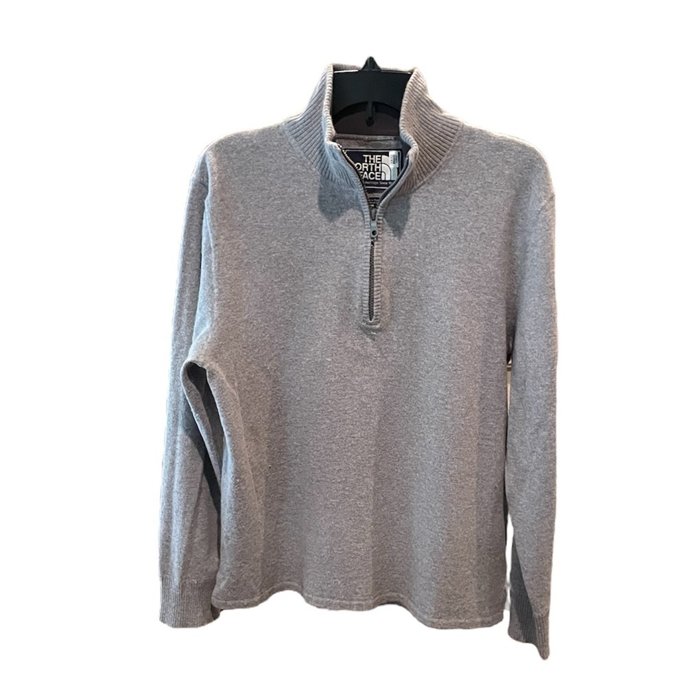 The North Face men’s wool blend mock neck 1/4 zip pullover sweater SZ M gray